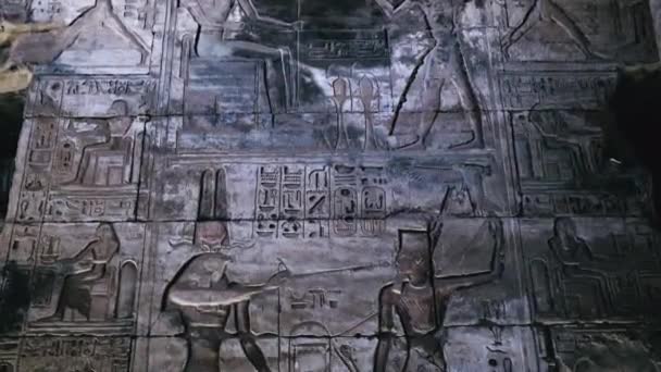 Wall Paintings Ancient Egyptian Temple Abydos — Stock video