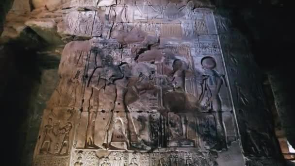 Wall Paintings Ancient Egyptian Temple Abydos — Vídeo de stock