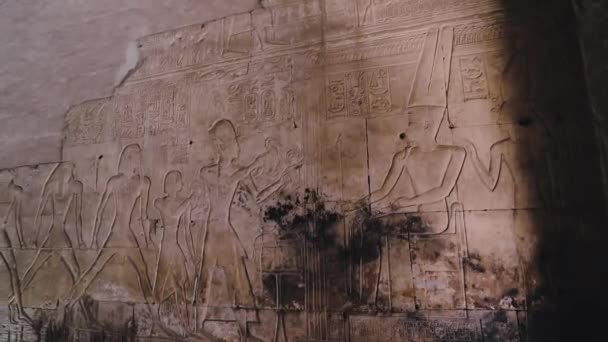 Wall Paintings Ancient Egyptian Temple Abydos — Vídeo de Stock