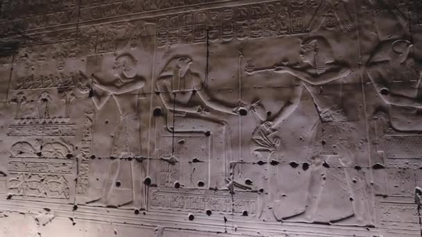 Wall Paintings Ancient Egyptian Temple Abydos — Stok video