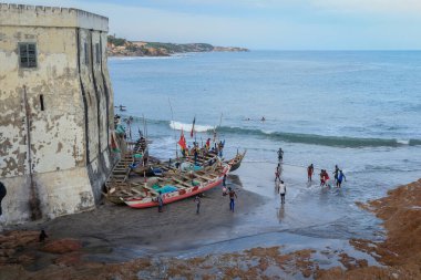 Powerful Waves of the Atlantic Ocean on the Ghana Cape Coast coastline, West Africa