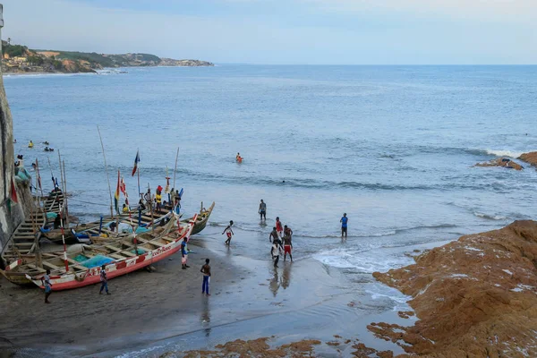 Powerful Waves Atlantic Ocean Ghana Cape Coast Coastline West Africa —  Fotos de Stock