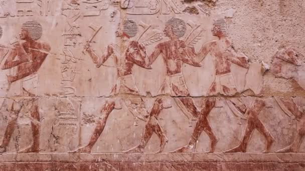 Картины Древней Стене Храме Хатшепсут Египет — стоковое видео