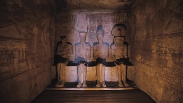 Interior Statues Abu Simbel Temple Egypt — Stockvideo