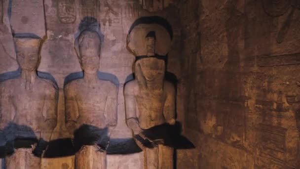 Interior Statues Abu Simbel Temple Egypt — Stock video