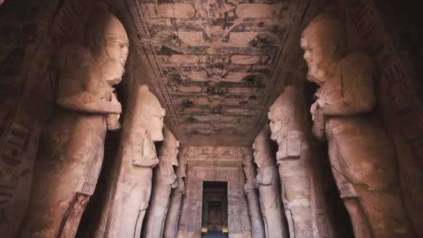 Interior Statues Abu Simbel Temple Egypt — Stockvideo