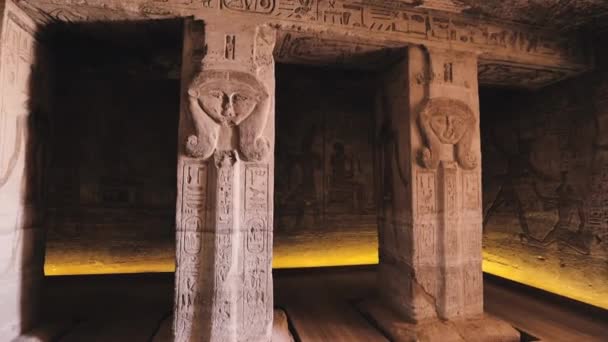 Interior Statues Abu Simbel Temple Egypt — Stock video