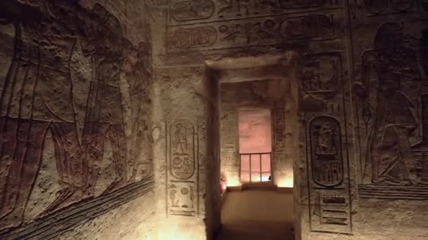 Ancient Drawings Abu Simbel Temple Egypt — Stok Video
