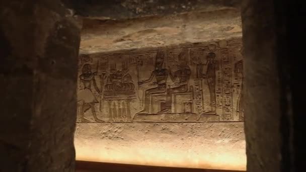 Ancient Drawings Abu Simbel Temple Egypt — стоковое видео