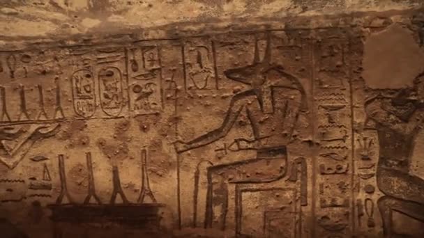 Ancient Drawings Abu Simbel Temple Egypt — стоковое видео
