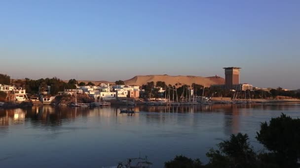 Panorama Nile River Aswan Egypt — стоковое видео