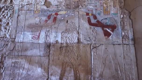 Egyptian Drawings Walls Karnak Temple Luxor — Vídeos de Stock