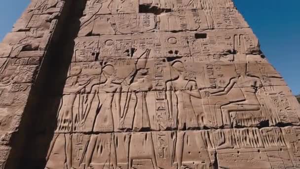 Egyptian Drawings Walls Karnak Temple Luxor — Vídeos de Stock