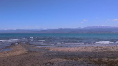 Kırgızistan 'daki Issyk Kul Gölü Kıyısı