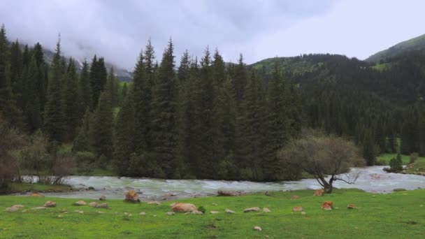 Molnigt Väder Bergen Kirgizistan — Stockvideo