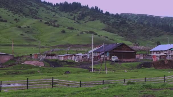 Siedlungen Und Naturlandschaften Der Jergalan Schlucht Kirgisistan — Stockvideo