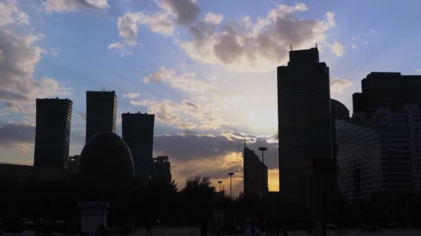 Nursultan Ortasında Günbatımı Panoraması Kazakistan — Stok video