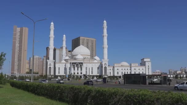 Mezquita Hazret Sultan Centro Nursultan Kazajstán — Vídeo de stock