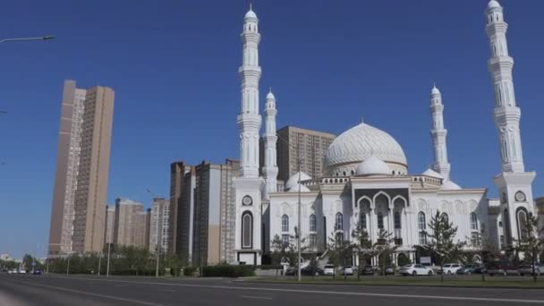 Hazret Sultan Moskee Het Centrum Van Nursultan Kazachstan — Stockvideo