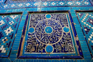 Şah-i-Zinda Topluluğunun Mozaik Detayları Ortaçağ Doğu Anıtları ve Özbekistan Semerkand 'daki diğer ritüel binaları