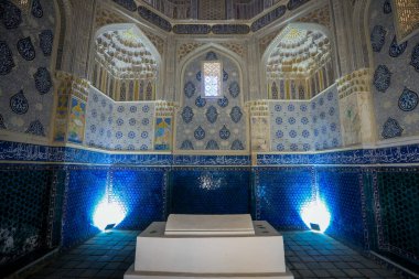 Şah-i-Zinda Topluluğunun Mozaik Detayları Ortaçağ Doğu Anıtları ve Özbekistan Semerkand 'daki diğer ritüel binaları