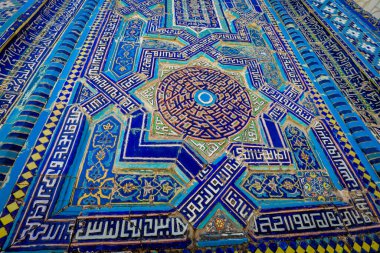 Şah-i-Zinda Topluluğunun Mozaik Detayları Ortaçağ Doğu Anıtları ve Özbekistan Semerkand 'daki diğer ritüel binaları