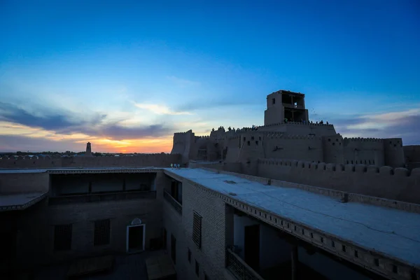 Panoramisch Uitzicht Omringt Door Bakstenen Muren Binnenstad Itchan Kala Khiva — Stockfoto