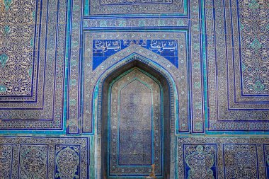 Khiva, Özbekistan - 12 Mayıs 2022: Antik Özbek Mimarisinde Geleneksel Doğu Tasarım Ayrıntıları