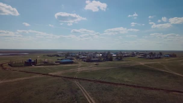 Small Village Steppes Kazakhstan Aerial View — Wideo stockowe