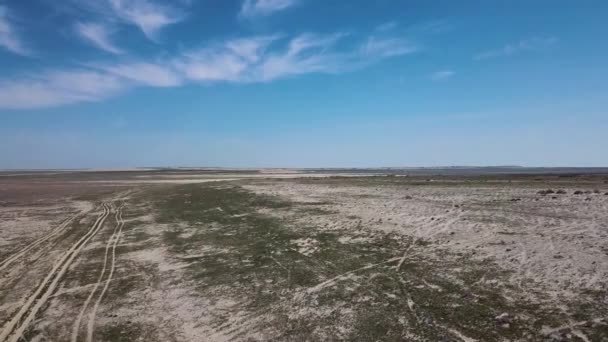 Dried Aral Sea Kazakhstan Aerial View — Stok video