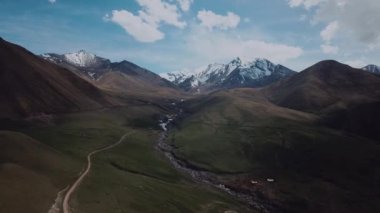 Highlands With Clouds And Snow-Capped Peaks, Aerial View