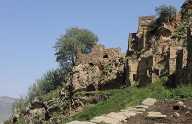 Kafkasya 'daki eski harabe yerleşim yerleri. Dağıstan. 