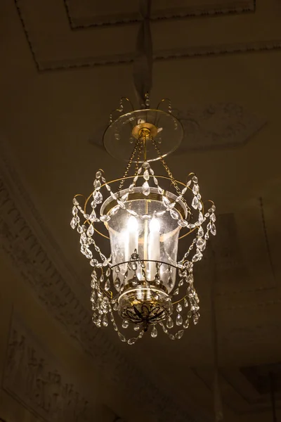 Antique Metal Chandelier Close Ceiling — Fotografia de Stock