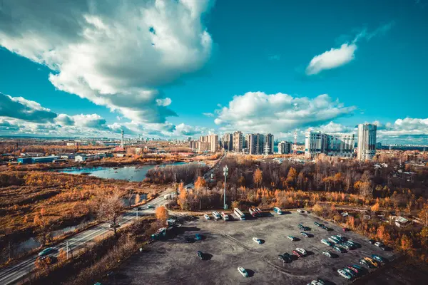 Panoramic View Residential Buildings Top View — Stockfoto