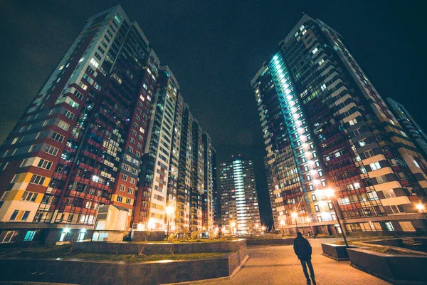 Pôr Sol Sobre Uma Área Residencial Margem Rio Vista Superior — Fotografia de Stock