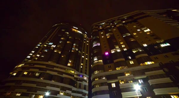 Pôr Sol Sobre Uma Área Residencial Margem Rio Vista Superior — Fotografia de Stock