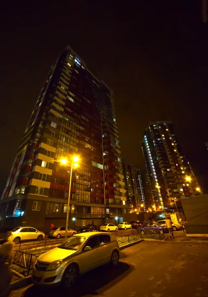 Sunset Residential Area River Bank Top View — Fotografia de Stock