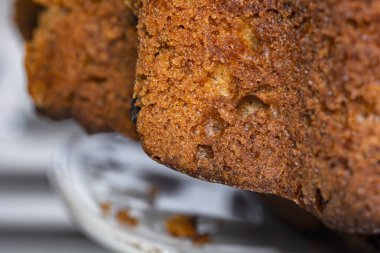Close-up macro shot of a fluffy and delicious bun. background