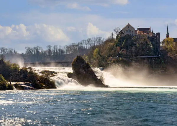 Laufen Castle with Rhine Falls on the Rhine river. Switzerland. — Stock Photo, Image