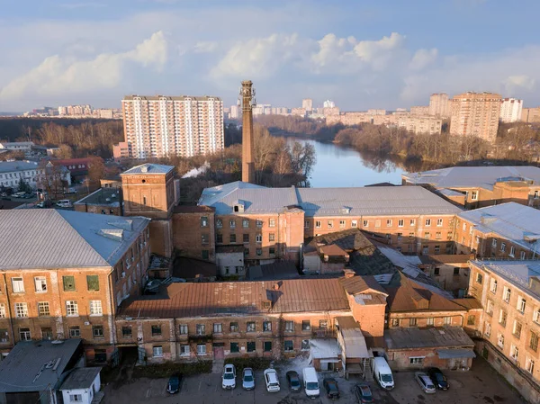 Luftaufnahme Der Alten Baumwollfabrik Einem Sonnigen Herbsttag Stadt Balaschikha Gebiet — Stockfoto