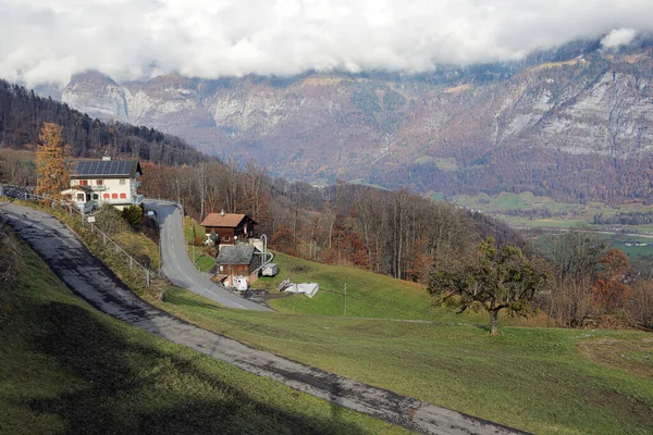 Flumserberg Rekreační Oblast Švýcarských Alpách Pohled Malou Alpskou Vesnici Podzim — Stock fotografie