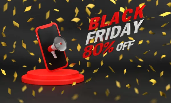 Black Friday Festival Sale Megaphone Mobile Phone Symbolizes — Stock Photo, Image