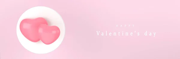 Cuore Rosa San Valentino Banner Design Durante Festival Dell Amore — Foto Stock