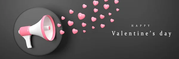 Valentime Day Concept Megaphone Black Background — Stock Photo, Image