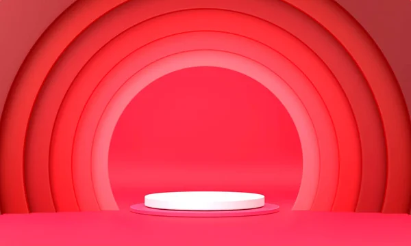 Circle Podium Semicircular Ring Surrounds Red Color Tones — 图库照片