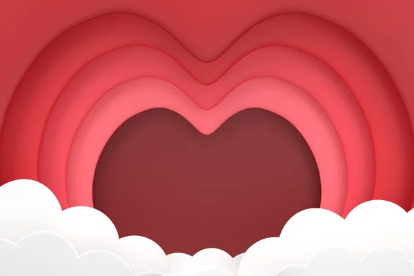 Heart Fram Surrounds Red Color Tones Cloud — Stockfoto