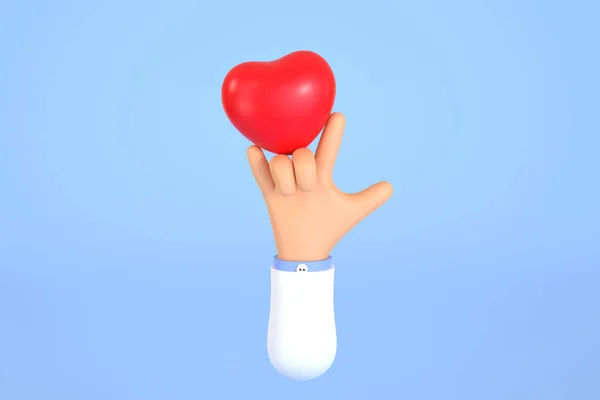 Cartoon Doctor Holding Heart Medical Care Concep — Stock Photo, Image