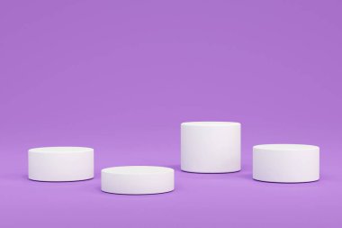 Üç boyutlu. Studi 'de ürünleri sergilemek için 4 dairesel podyum