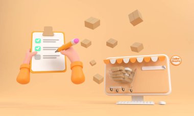 Üç boyutlu. Bir kuryenin çizdiği el yazısı Clipboar 'a kontol edildi.