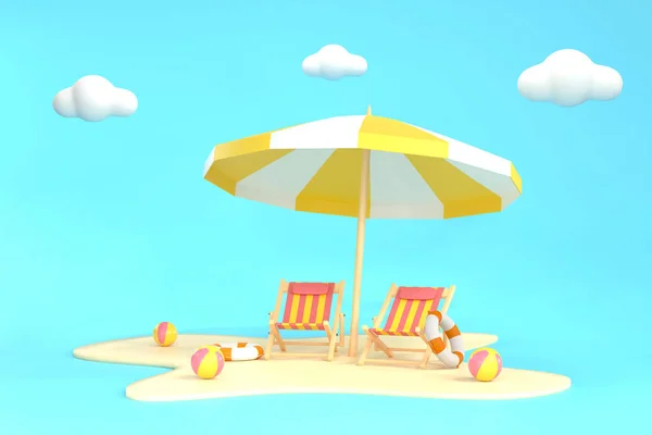 Beach Umbrella Beach Ball Swimming Ring Beach Chair Summer Travel — Photo